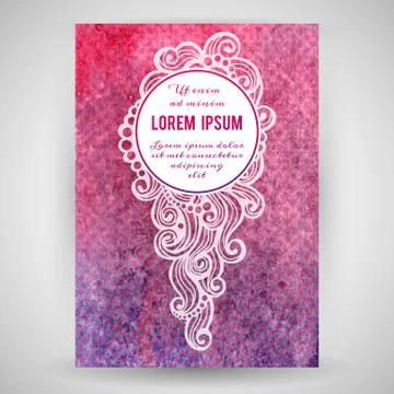 Watercolor background with decorative elements and place for your text. イラスト素材