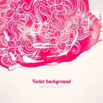 Watercolor background with floral pattern Stock Illustration