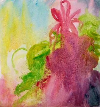 Watercolor background with a flower Stock Illustration