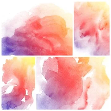 Watercolor Background. Set of colorful Abstract water color art hand paint Stock Photos