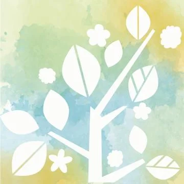 Watercolor background with tree Stock Illustration