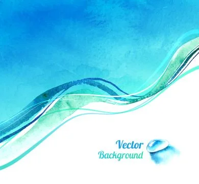 Watercolor background with waves Stock Illustration