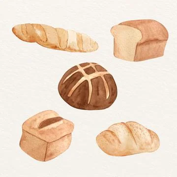 Watercolor bakery elements collection Illustrazione stock