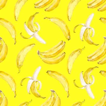 Watercolor banana pattern Stock Illustration