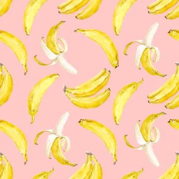 Watercolor banana pattern Stock Illustration