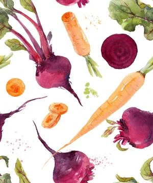 Watercolor beet vector pattern イラスト素材
