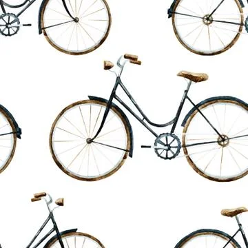 Watercolor bikes pattern Stock Illustration