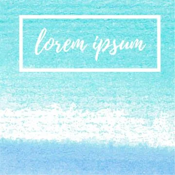 Watercolor blue background vector hand drawn illustration. Paint texture on p Stock Illustration