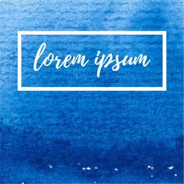 Watercolor blue background vector hand drawn illustration. Paint texture on p Stock Illustration