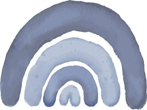 Watercolor Blue Boho Rainbow Vector Stock Illustration