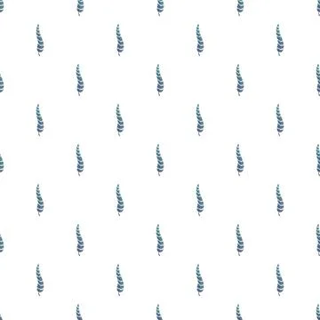 Watercolor blue feathers seamless pattern background Stock Illustration