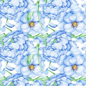 Watercolor blue flower pattern Stock Illustration