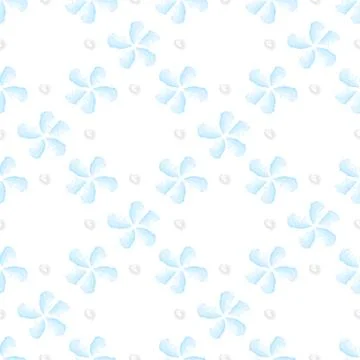 Watercolor blue flower seamless pattern. Polka dot elegant hand drawn backgro Illustrazione stock