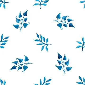 Watercolor blue seamless pattern. Stock Illustration