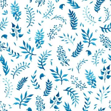 Watercolor blue seamless pattern. Illustrazione stock