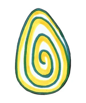 Watercolor blue yellow Easter egg closeup isolated on a white background. Hand Stock Illustration