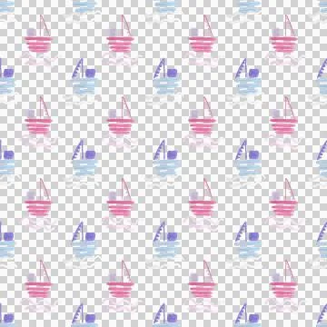 Watercolor boat pattern creating a seamless nautical design Stock Illustration