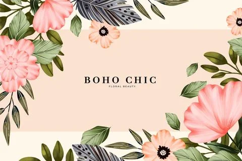 Watercolor boho background Stock Illustration