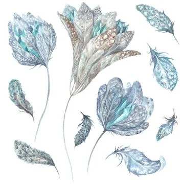 Watercolor Boho Elements Set Illustrazione stock