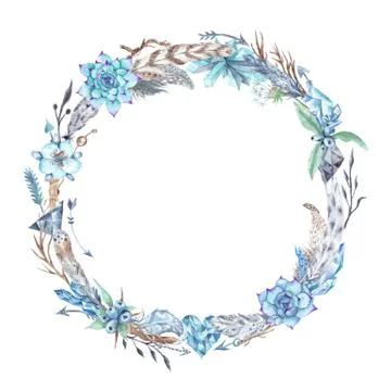 Watercolor Boho Frame Stock Illustration
