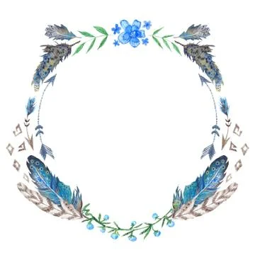 Watercolor Boho Wreath Ilustración de archivo