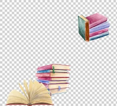 Watercolor books seamless pattern Stock Illustration
