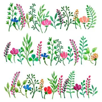 Watercolor borders Stock Illustration