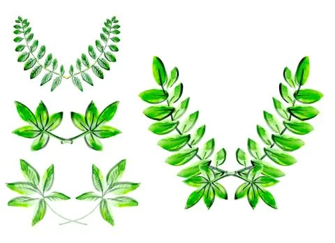Watercolor branches of different styles Stock Illustration