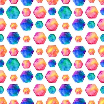 Watercolor bright hexagon pattern Stock Illustration