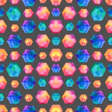 Watercolor bright hexagon pattern Stock Illustration