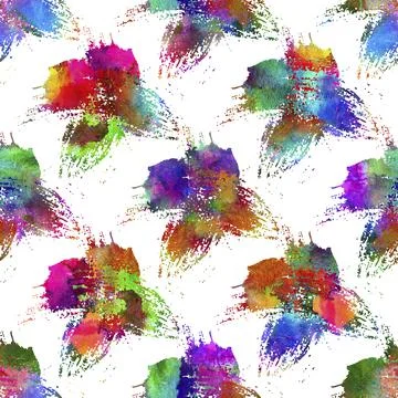 Watercolor Brush Cross Seamless Pattern Grange Geometric Design in Rainbow Color Stock Illustration
