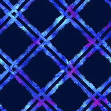Watercolor Brush Plaid Seamless Pattern Hand Painted Check Grange Geometric Stock Illustration
