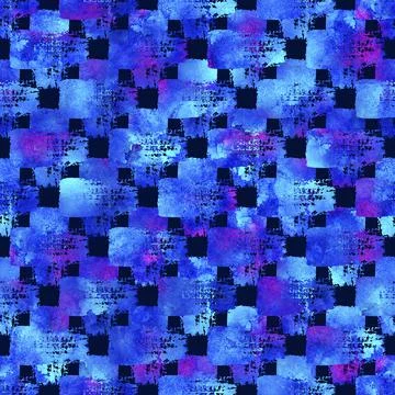 Watercolor Brush Plaid Seamless Pattern Hand Painted Check Grange Geometric Stock Illustration