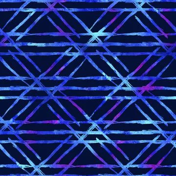 Watercolor Brush Plaid Seamless Pattern Hand Painted Check Grange Geometric Stock-Illustration