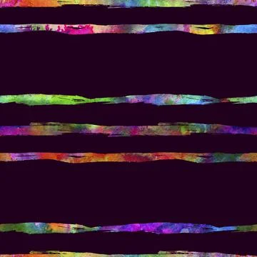 Watercolor Brush Stripes Seamless Pattern Grange Geometric Design in Rainbow Stock Illustration