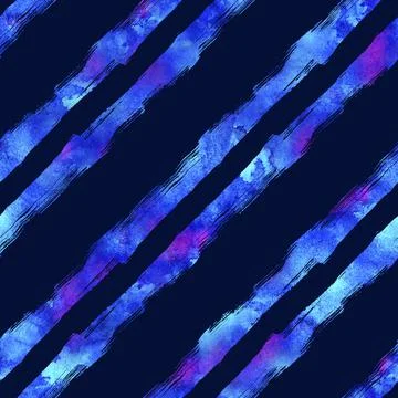 Watercolor Brush Stripes Seamless Pattern Hand Painted Grange Geometric Design Stock Illustration
