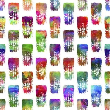 Watercolor Brush Stripes Seamless Pattern Grange Geometric Design in Rainbow Stock Illustration