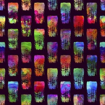 Watercolor Brush Stripes Seamless Pattern Grange Geometric Design in Rainbow Stock Illustration