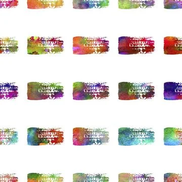 Watercolor Brush Stripes Seamless Pattern Grange Geometric Design in Rainbow Stock Illustration