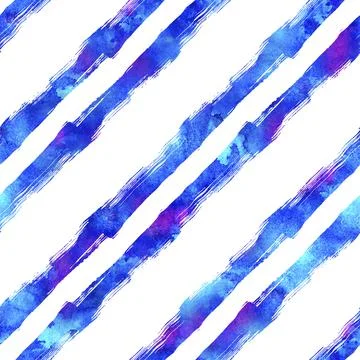 Watercolor Brush Stripes Seamless Pattern Hand Painted Grange Geometric Design Stock Illustration