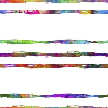 Watercolor Brush Stripes Seamless Pattern Grange Geometric Design in Rainbow Stock Illustration