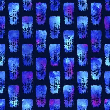 Watercolor Brush Stripes Seamless Pattern Hand Painted Grange Geometric Design Stock Illustration