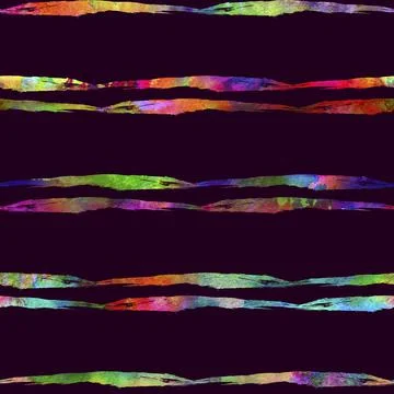 Watercolor Brush Stripes Seamless Pattern Grange Geometric Design in Rainbow Stock Illustration