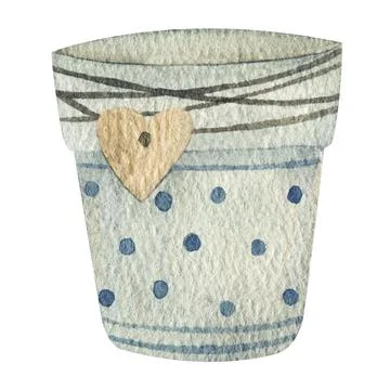 Watercolor bucket for easter decor isolated on white background Stock Illustration