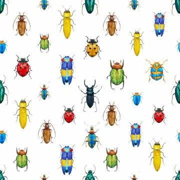 Watercolor bug beetle pattern Stock Illustration