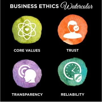 Watercolor Business Ethics Solid Icon Set Stock Illustration