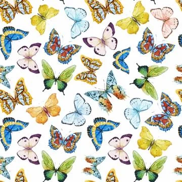 Watercolor butterfly pattern Stock Illustration