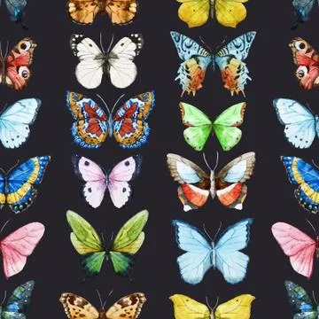 Watercolor butterfly pattern Stock Illustration