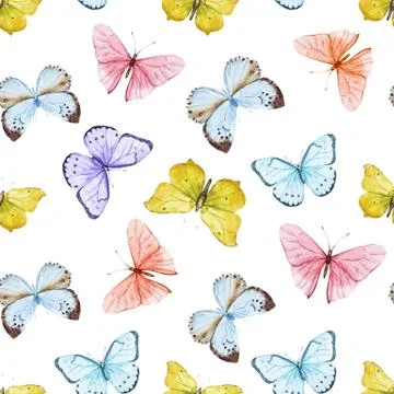 Watercolor butterfly pattern Illustrazione stock
