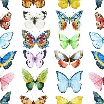 Watercolor butterfly pattern Stock Illustration